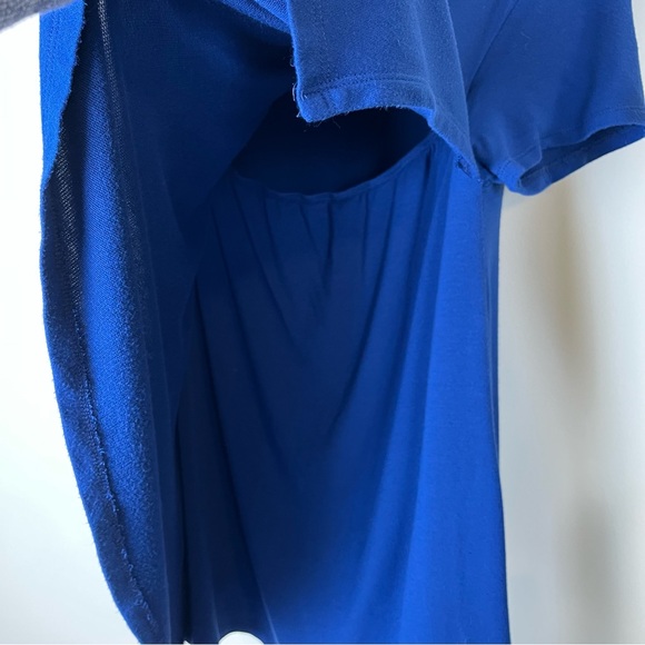 A Pea in a Pod Blue Super Soft Short Sleeve Layered Tulip Nursing Tee Shirt - M - Picture 7 of 9